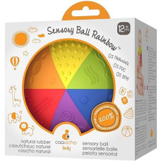 Caaocho Pure Natural Rubber Sensory Ball Rainbow 4 - Bpa Free Baby Ball Toy, For Sensory Play, Perfect Bouncer, Gentle Squeaking