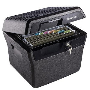 Sentrysafe Fireproof And Waterproof Lock Box With Key Lock, File Safe With Carrying Handles For Documents, 0.66 Cubic Feet, 14.1 X 16.6 X 13.8 Inches, Fhw40100