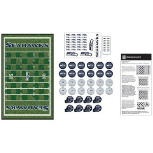 Masterpieces Nfl Seattle Seahawks Checkers Board Game Set, For 2 Players, Ages 6+ , 13" X 21"