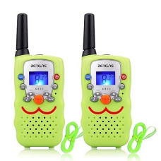 Retevis Rt32 Walkie Talkies For Kids,Long Range 2 Way Radio With 22 Ch Vox Flashlight Lanyards, Walky Talky Gifts For Boys Girls Age 8-12, Toys Camping Hiking Game Adventure (Green,2 Pack)