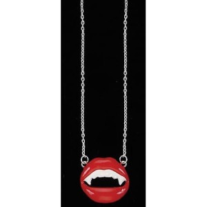 Loftus International Star Power Gothic Chic Vampire Lips Necklace, Red, One Size