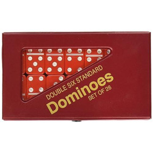 Chh 2408L-Rd Double 6 Standard Domino Set With Matching Vinyl Case, Red And White