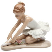 Cosmos Gifts 20865 Ballerina in White Ceramic Figurine, 3-7/8-Inch