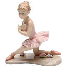 Cosmos Gifts 20863 Ballerina in Pink with Knee Down Ceramic Figurine, 4-1/2-Inch