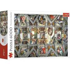 Trefl Sistine Chapel Ceiling 6000 Piece Jigsaw Puzzle Red 54"X38" Print, Diy Puzzle, Creative Fun, Classic Puzzle For Adults And Children From 15 Years Old