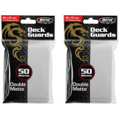 Deck Guard Bcw 100Ct White Matte Finish For Stardard Size Collectable Cards - Deck Protector Sleeves [2-Pack Bundle]