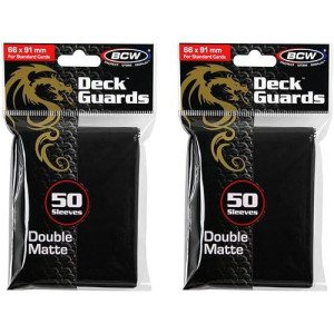 Bcw 100Ct Deck Guard Black Matte Finish For Stardard Size Collectable Cards - Deck Protector Sleeves [2-Pack Bundle]