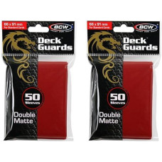 Bcw 100Ct Deck Guard Red Matte Finish For Stardard Size Collectable Cards - Deck Protector Sleeves [2-Pack Bundle]