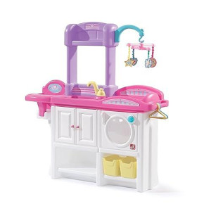 Step2 Love & Care Deluxe Baby Doll Nursery Playset For Kids, Compact Nursery Playset, Washer, Sink, And Changing Station, Easy To Assemble, Toddlers Ages 2 - 6 Years Old, Pink