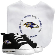 BabyFanatics Sports Themed 2 Piece gift Set with Bib & Shoes - Baltimore Ravens NFL - for Boys & girls Ages 6 Months & Up