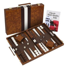 Get The Games Out Top Backgammon Set - Classic Board Game Case - 2 Players - Best Strategy & Tip Guide - Available In Small, Medium And Large Sizes (Brown, Medium)