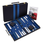 Get The Games Out Top Backgammon Set - Classic Board Game Case 15" Medium Size - Best Strategy & Tip Guide - Available In Small, Medium And Large Sizes (Blue, Medium)