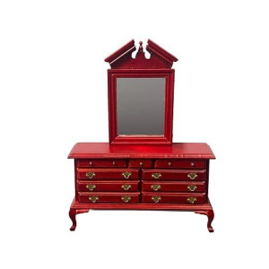 1:12 Scale Mahogany Dresser With Mirror #D1140