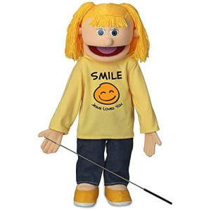 25 Smile Jesus Loves You, Peach Girl, Full Body, Christian Ministry Puppet