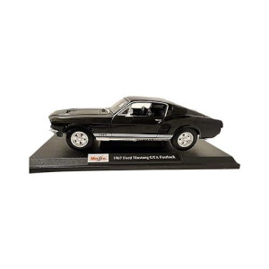 Maisto Year 2014 Special Edition Series 1:18 Scale Die Cast Car Set - Metallic Black Color Classic Coupe 1967 Ford Mustang Gta Fastback With Display Base (Car Dimension: 10 X 3-1/2 X 3) By Maisto