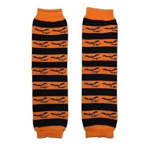 Kwc - Halloween Orange Black Bats Baby Leg Warmer/ Leggings