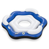 Bestway Hydro-Force X3 Inflatable Island Floating 3 Person Outdoor Water Raft Inner Tube With Built-In Backrests And 3 Cupholders