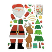Impact Innovations Christmas Reusable Window Clings ~ Build Your Own Santa Scene (36 Clings, 1 Sheet)