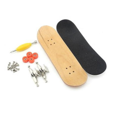 Isaddle Professional Maple Complete Wooden Fingerboard With Nuts Trucks Tool Kit - Basic Bearing Wheels (Red Wheels)