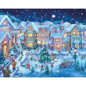 Vermont Christmas Company Holiday Village Square Christmas Jigsaw Puzzle 1000 Piece