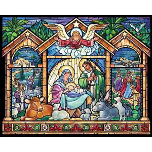 Vermont Christmas Company Stained Glass Nativity Jigsaw Puzzle 1000 Piece