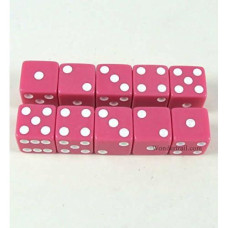 Pink With White Pips 16Mm (5/8In) D6 Dice (10) Koplow Games