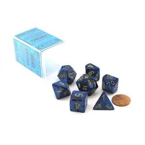Chessex Polyhedral 7-Die Scarab Dice Set - Royal Blue With Gold Chx 27427