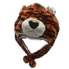 Animal Hats Plush For Kids - 'Assorted Hat-Imals Critter Cap Cold Weather Winter Hat (Red Tiger)