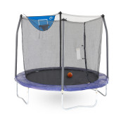 Skywalker Trampolines 8-Foot Jump N? Dunk Trampoline With Safety Enclosure And Basketball Hoop, Blue