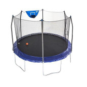 Skywalker Trampolines 12-Foot Jump N Dunk Trampoline with Enclosure Net - Basketball Trampoline, Blue