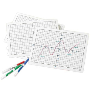 Didax Educational Resources Board Set With X/Y Axis For Grades 3-8 Write And Wipe Coordinate Mats-Set Of 10, 9 X 12 Inches, Black/White