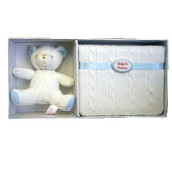 Babys First christmas Photo Album and Bear gift Set (Blue)