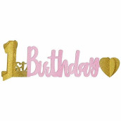 1St Birthday Girl Glitter Centerpiece - 4 1/2" X 14", 1 Pc
