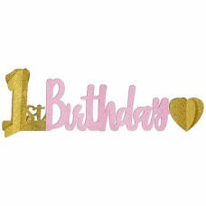 1St Birthday Girl Glitter Centerpiece - 4 1/2" X 14", 1 Pc