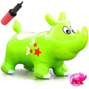 Waliki Bouncy Horse Kent The Rhino Inflatable Horse Hopper (For Toddlers 2-5, Jumping Horse, Ride-On Bouncy Animal)