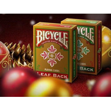Set of 2 Leaf Back green & Red Playing cards gold Edition Holiday Decks