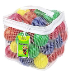 Click N' Play Pack Of 100 Phthalate Free Bpa Free Crush Proof Plastic Ball, Pit Balls - 6 Bright Colors In Reusable And Durable Storage Mesh Bag With Zipper