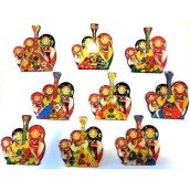 Set Of 3 Magnets Russian Nesting Matryoshka Dolls With Balalaika Decorative Strong Reusable Magnet