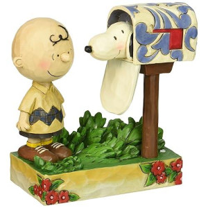 Enesco Jim Shore Peanuts Charlie Brown & Snoopy Mailbox Figurine, 5"