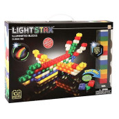 Light Stax Classic Light Up Building Bricks (102 Blocks) - Creative Sensory Blocks W/Free 2Nd Led Power Base
