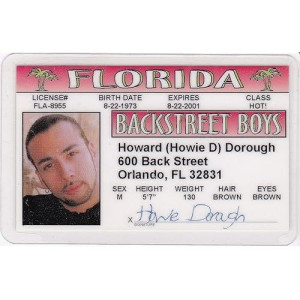 Howie Dorough Novelty Drivers License / Fake I.D. Identification For Backstreet Boys Fans