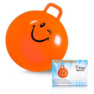 Xino Sports Hopping Ball for Kids - Teens and Adults, Offers Hours of Fun for Boys & Girls, Hopper Ball, Jumping Ball with Handle, 22 Inch Diameter (Orange)