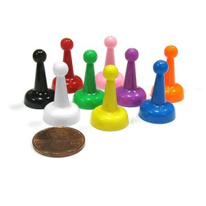 Set Of 9 Standard Pawns 25Mm Peg Pieces For Board Game Play - Assorted Colors