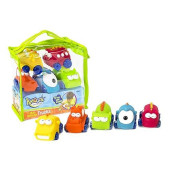 Kidoozie Mini Monster Trucks - Teaches Beneficial Roleplay And Employs Tactile Engagement - Includes Yellow, Orange, Blue, Green, And Red Trucks With Varying Facial Expressions - For Ages 18 Months And Up