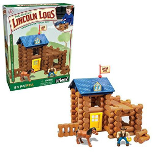 Lincoln Logs-Horseshoe Hill Station-84 Pieces-Real Wood Logs - Ages 3+ - Best Retro Building Gift Set For Boys/Girls - Creative Construction Engineering - Top Blocks Game Kit - Preschool Education Toy