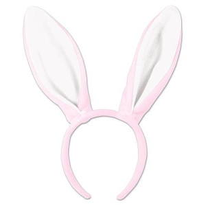 Beistle Soft-Touch Bunny Ears, One Size, Pink/White