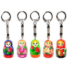 Key Chain Russian Traditional Nesting Doll Matryoshka, Wooden Key Chain, Height 1.5 Inches