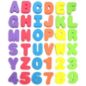 Click N Play 36 Piece Play Set of Bath Foam Letters & Numbers with Mesh Bag Organizer, Non Toxic & BPA Free, Colorful, Educational & Fun ABC Foam Bath & Shower Toys for Baby & Toddlers