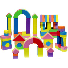 click N Play Foam Blocks, Soft Building Blocks and Stacking Block Toy Set For Toddlers Perfect Bath Toys, 60 count with carry Tote great gift for Toddler, Baby, Kids, Boy, and girl Ages 1-3, 4-8