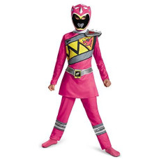 Pink Power Rangers Costume For Kids. Official Licensed Pink Ranger Dino Charge Classic Power Ranger Suit With Mask For Girls, Medium (7-8)